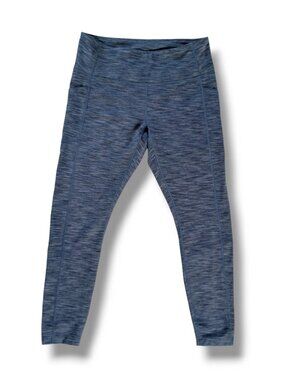 Mondetta Ladies Brushed Jacquard Leggings Blue Ankle Length Pockets Size L
